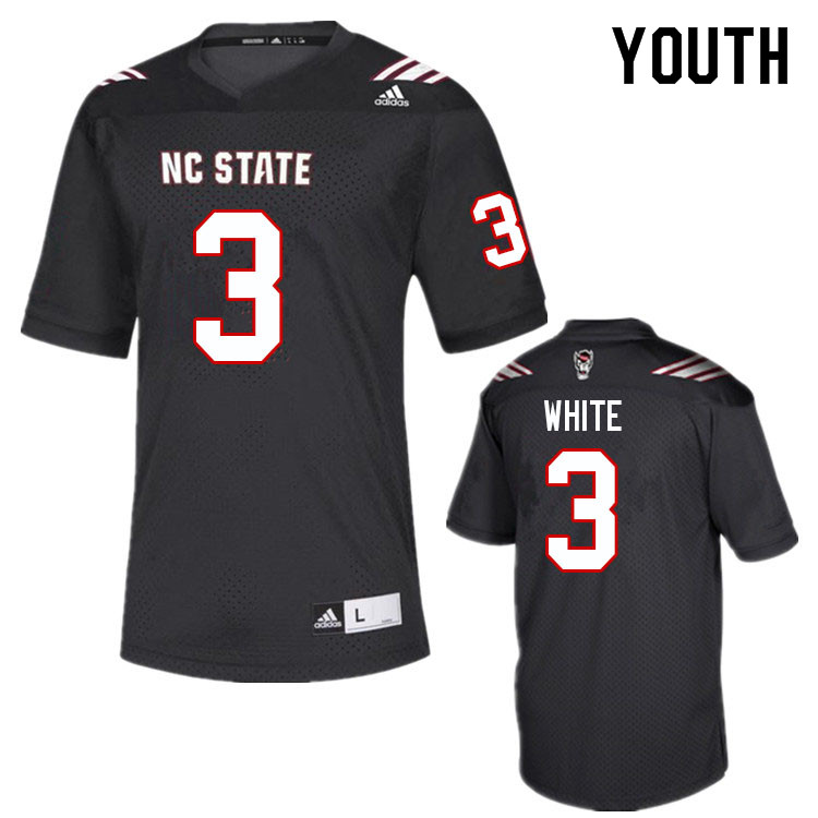 Youth #3 Aydan White NC State Wolfpack College Football Jerseys Sale-Black